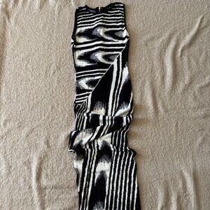 Black & White Patterned Wide-Leg Jumpsuit Pants